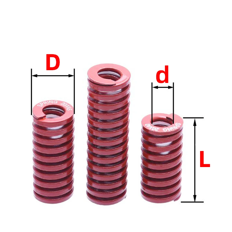 Obelix 2PCS Red Medium Mold Spring Loading Spiral Stamping Compression Springs Alloy Steel OD=20mm ID=10mm Length=20-200mm