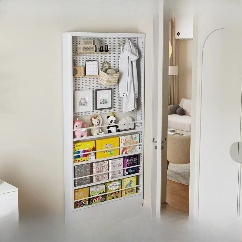 

Behind the door, hole board, shelf, steel, ultra-thin, bookshelf, integrated, floor-to-ceiling wall, extremely narrow