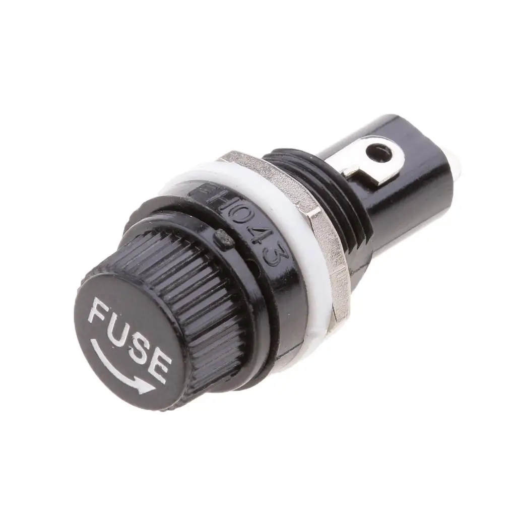 5pcs Panel Mounted Screw Glass 5x20mm Fuse Holder Black Car/Truck/Boat image 5