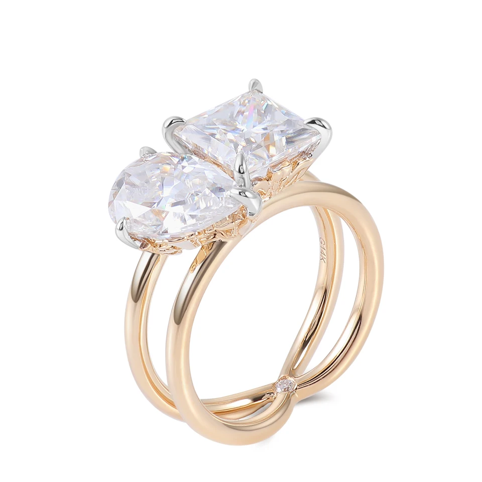 Provence 10K/14K/18K Moissanite Anniversary Rings for Women Princess Cut 3.5 CT D Color Women's Statement Rings GRA Certificate