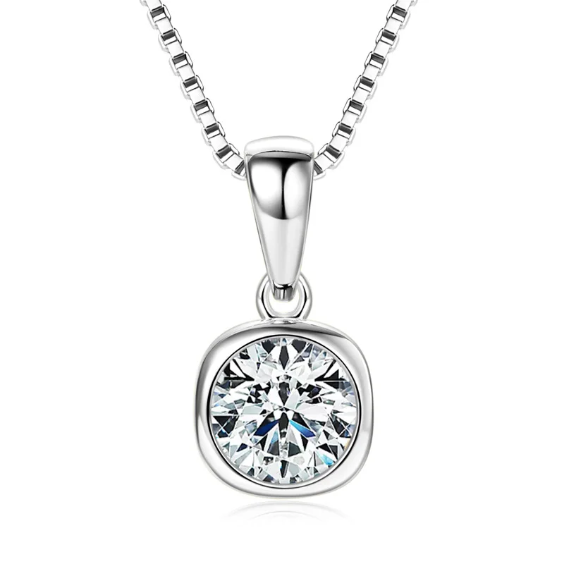 

Apaison 1 ct Moissanite Adjustable Necklace Pendant Wedding Gold Plated Jewelry For Women's