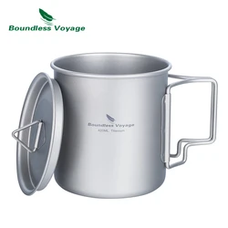 Boundless Voyage 300ml 420ml Titanium Cup With Cover Outdoor Mug Water Cup Camping Tableware