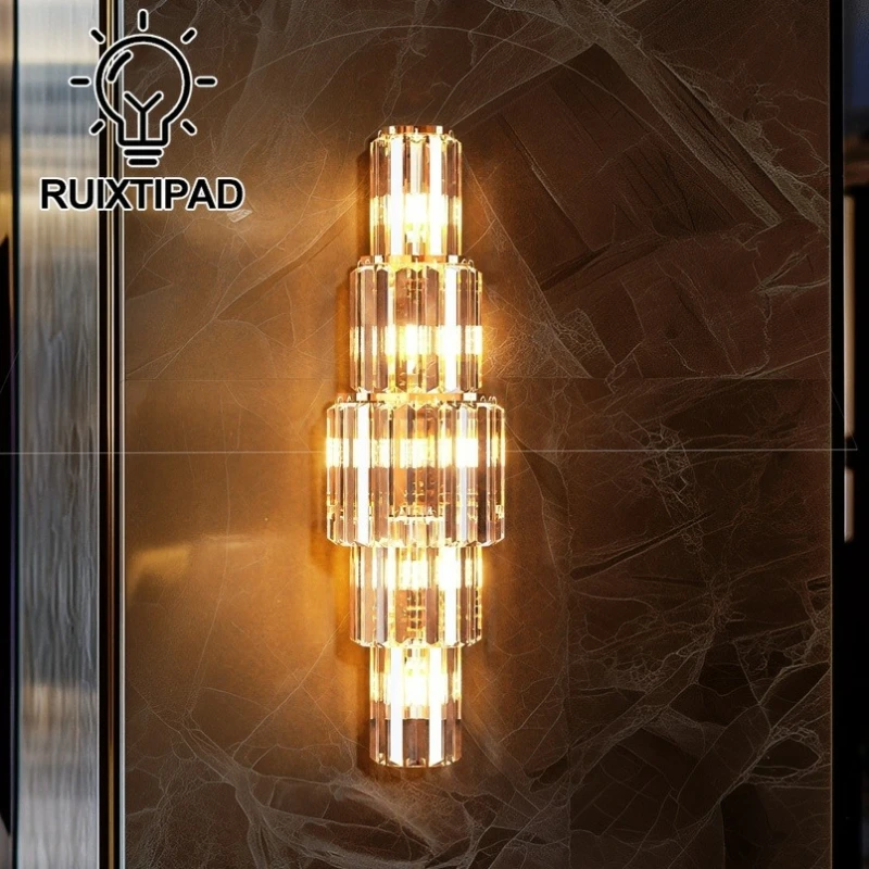 Luxury Crystal Wall Lamp for Bedside Living Room Bathroom Corridor Staircase Modern Wall Fitting Indoor Home Decor Fixture