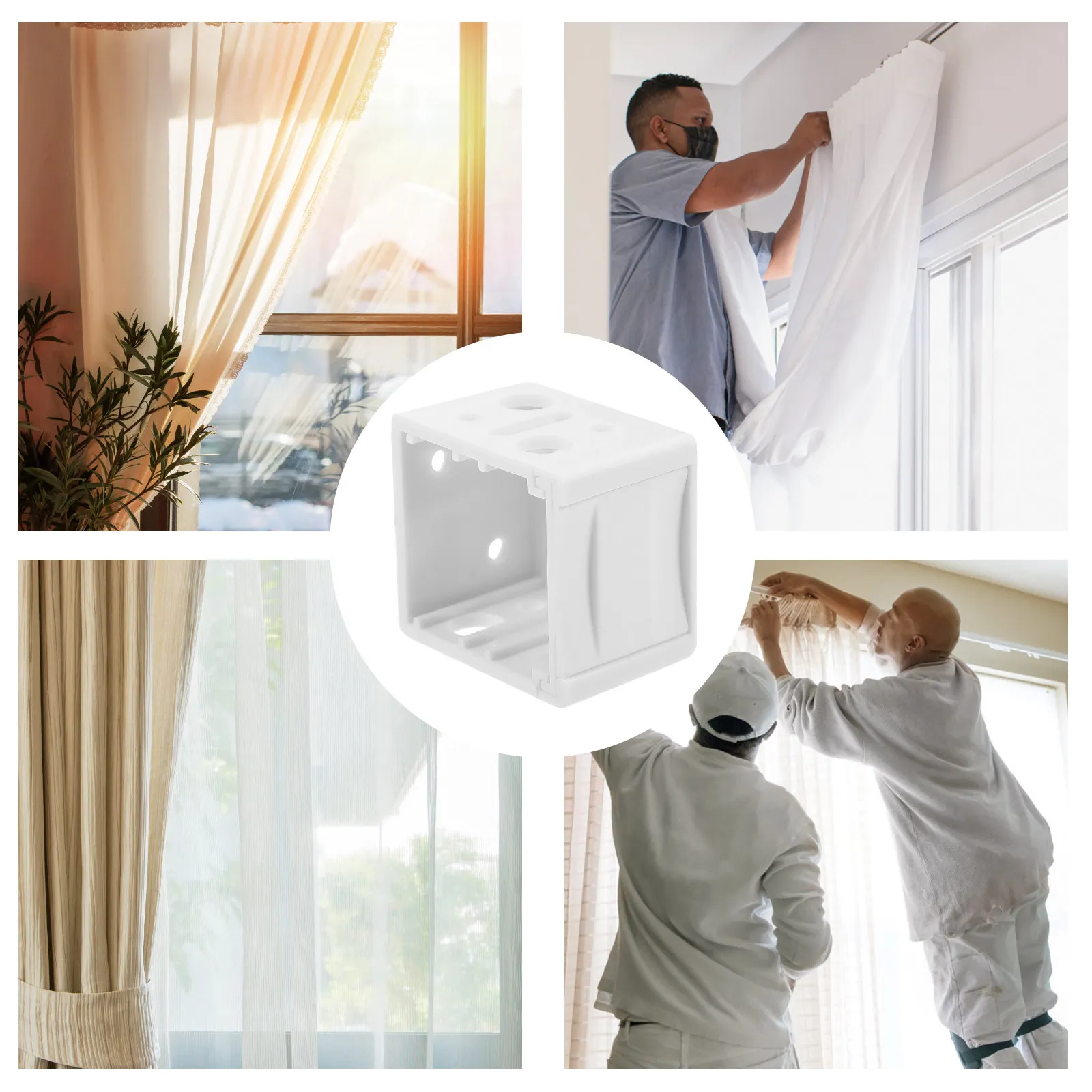 4Pcs White Blind Brackets ABS Profile Box Mounting Bracket Stable Support for Window Blinds Vertical Blind Headrail Replacement