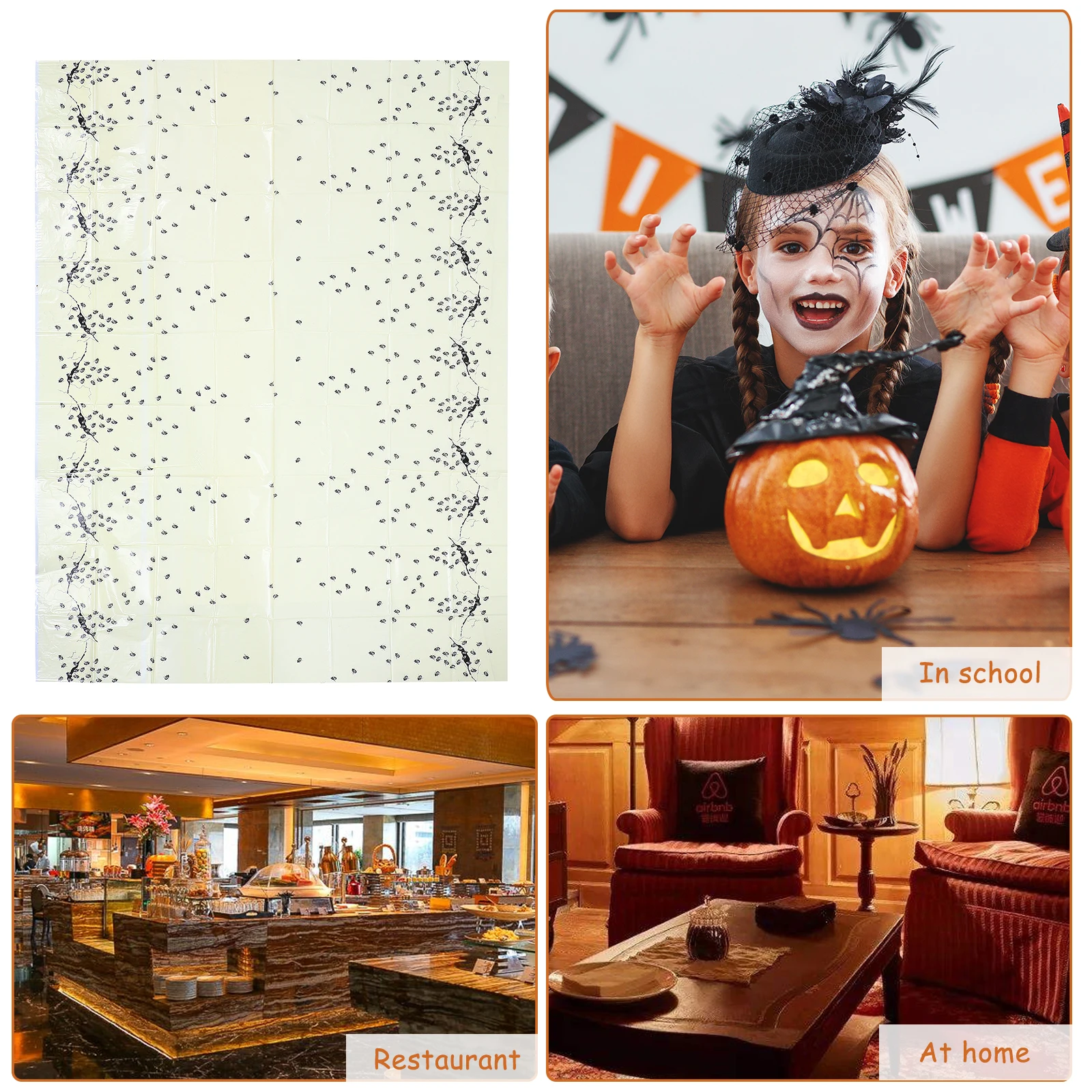 

4 Pcs Spider Table Cloth Halloween Mat Supply Festival Decor Tablecloth Ornament Plastic