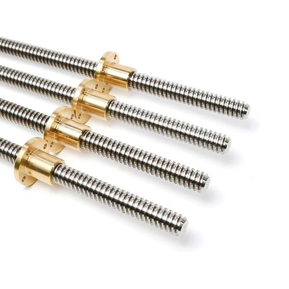 

T12 Lead Screw stainless steel trapezoidal screw brass Nut Pitch 2mm/3mm Lead 2mm/8mm/10mm/12mm 3D Printer Trapezoidal Rod 300mm