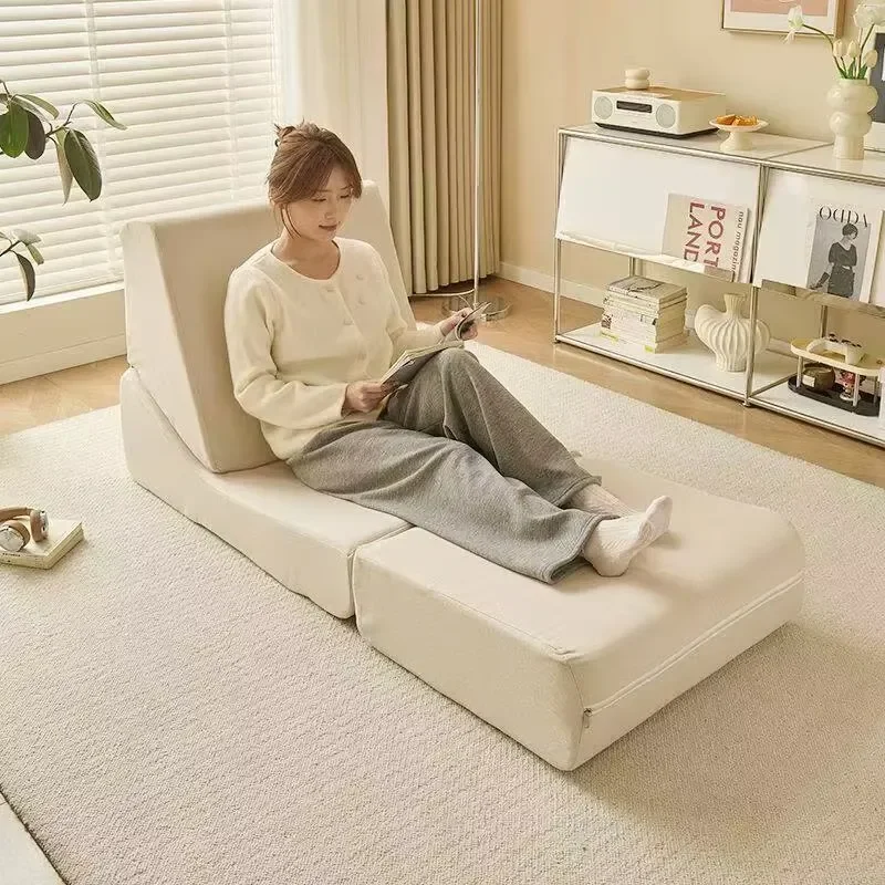 Foldable High Density Sponge Vacuum Compressed Single Lazy Sofa Bed Multi-Purpose Pillow Back Tatami Lounger for Living Room