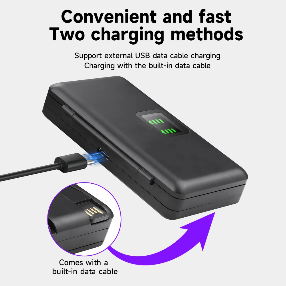 2250mAh For DJI OSMO Action 5 Battery Fast Charge Action 3 Camera Battery with Type-C USB LCD Dual Slot Battery Storage Box