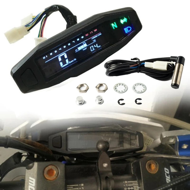 Motorcycle Full LCD Digital Meter RPM Speedometer Odometer Electric Injection And Carburetor Meter For Russian KR200