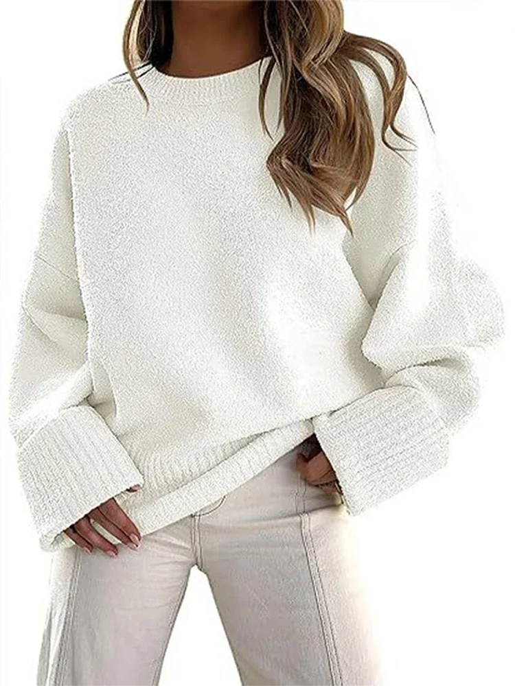 

Solid Cashmere Sweater Women O-neck Elegant Twisted Wool Long Sleeve Female Pullovers 2024 Autumn Winter Fashion Lady Knitwears