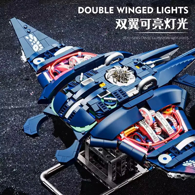 Técnico mecânico manta ray mar animal mobulidae vida conjunto luz blocos de construção tijolos modelo criativo crianças montagem brinquedo presentes