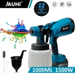 JAUHI 1500W 1000ML Cordless Electric Spray Gun with Battery Household Disinfection Sterilization Portable Paint Sprayer