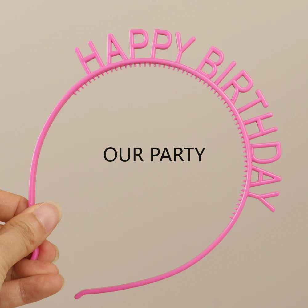 6Pcs Colorful Plastic Happy Birthday Headband Crown Headwear Photo Props for Kids Girl Boy Birthday Party Favors  Decoration