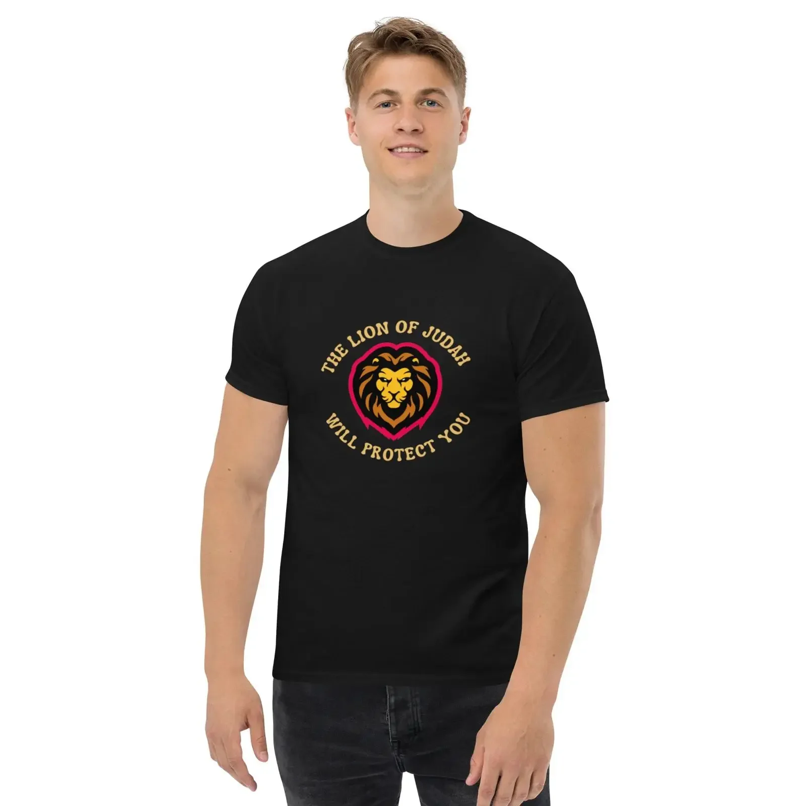Men's classic tee The Lion of Judah will protect you vintage Washed Slightly Stylish streetwear fashion Soft Unisex