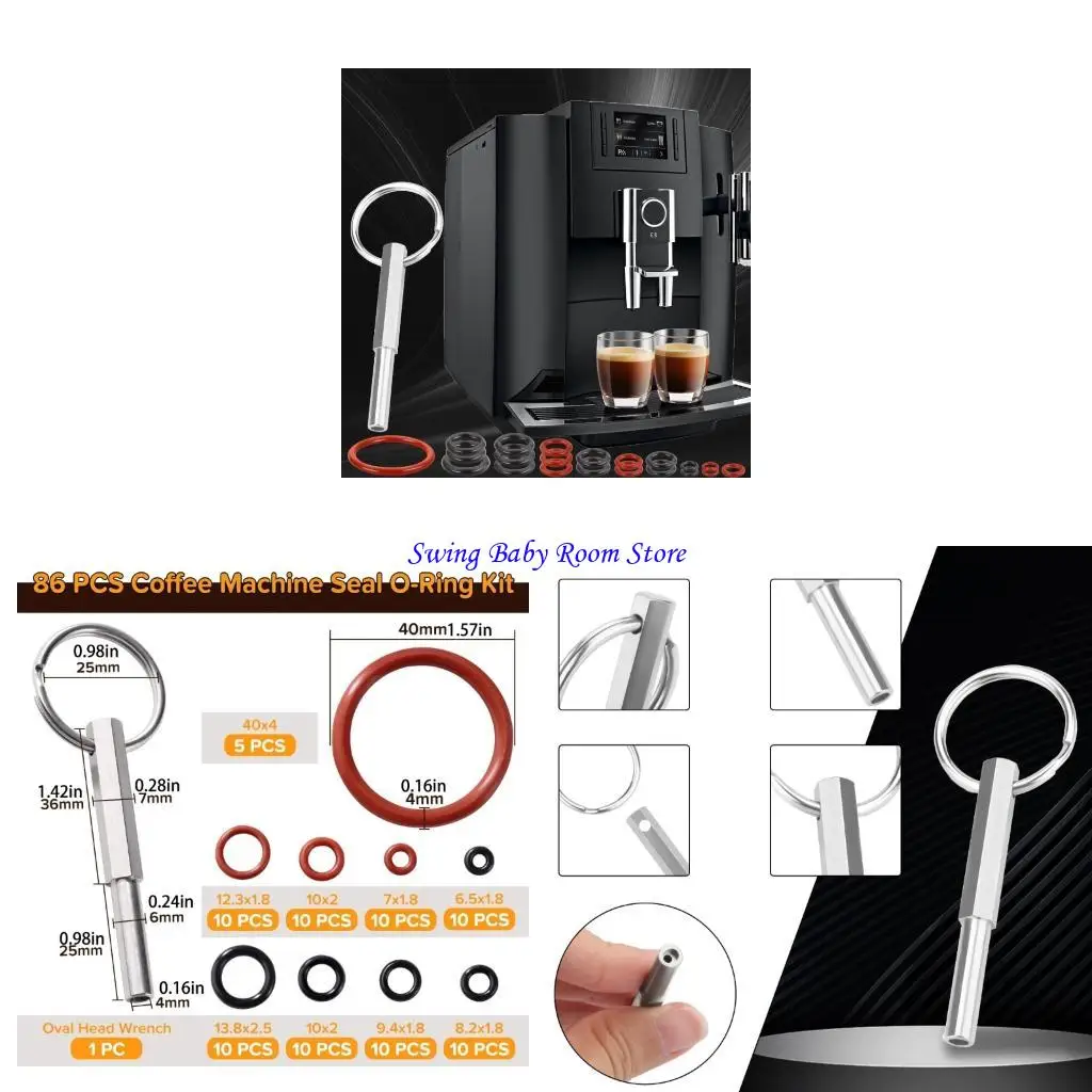 K1AD Coffee Machine Seal Gasket 86 Piece Replacement Seal Set with Silicone Seals and Manual Tool for Maintenance and Worn