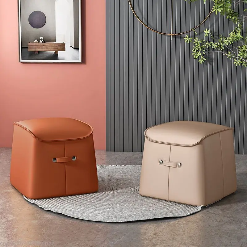 Modern Simple Stool Living Room Tea Hundreds of Sofa Home Door Shoes Fashion Creative Leather Stool Furniture