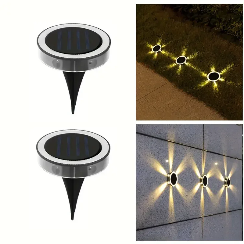 1/2/4pcs 6LEDS Solar Ground Lights-Upgraded Solar Outdoor Lights Brightness Automatic Adjustment Camping Decorative Lights