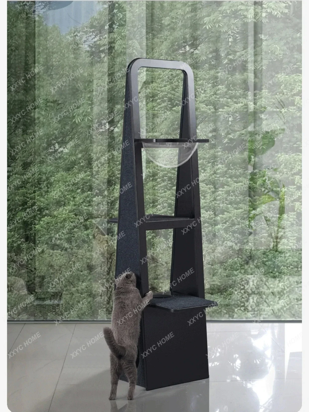 Solid wood cat climbing frame cat nest cat tree integrated large luxury simple jumping platform design sense