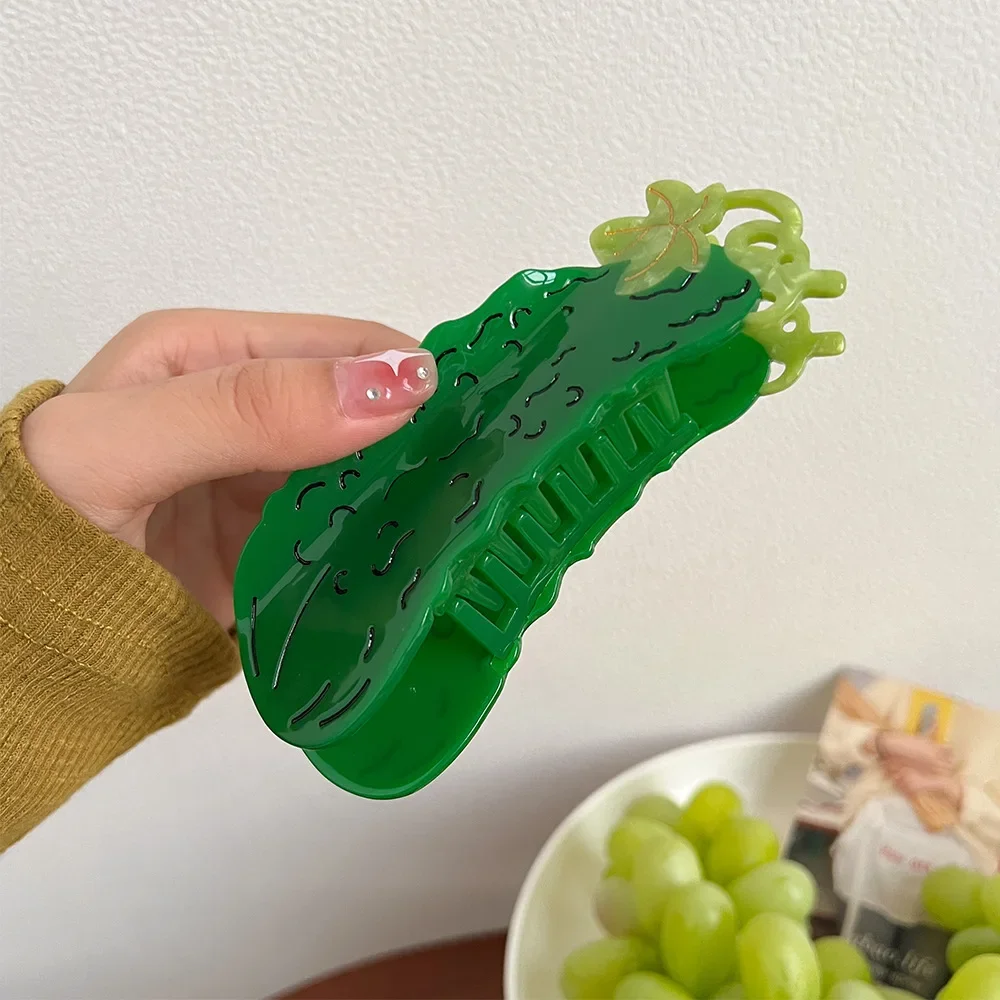 New Creative Design Vegetable Series Gripper Acetate Hair Claw Large Cucumber Fun Shark Clip Women's Hair Accessories