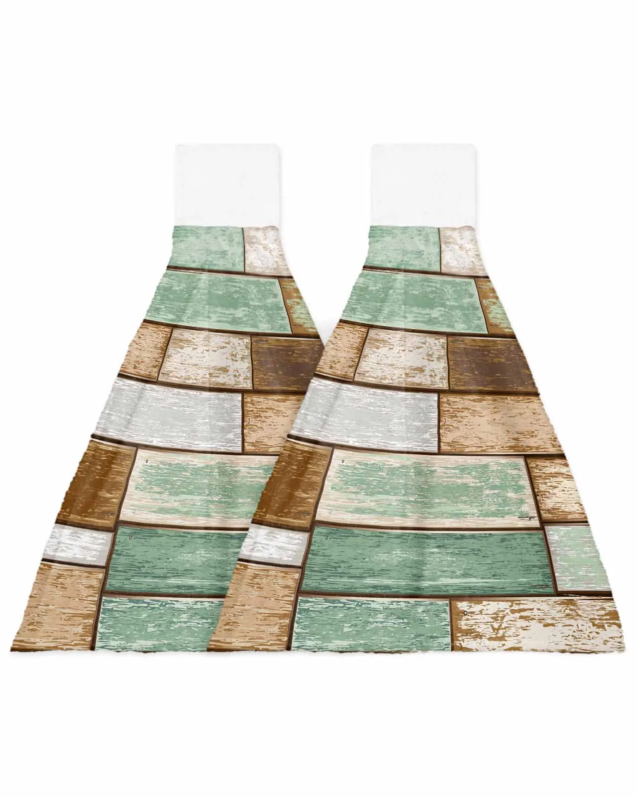 Retro Wood Board Texture Hand Towel Hanging Cloth Quick Dry Absorbent Towel Kitchen Hanging Towel Cleaning Rag