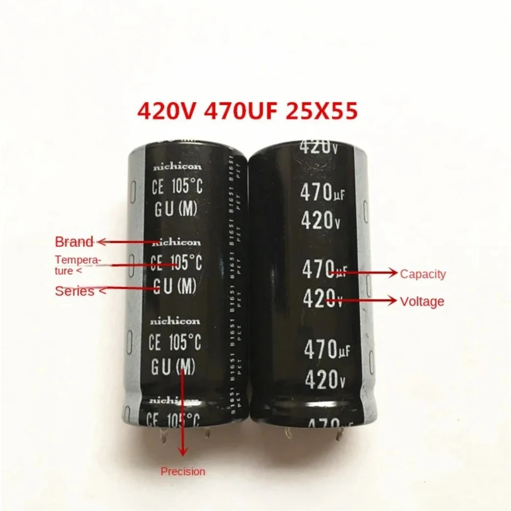 1PCS-20PCS 420V470UF 25X55 nichicon aluminum electrolytic capacitor 470UF 420V 25*55 450V/400V.