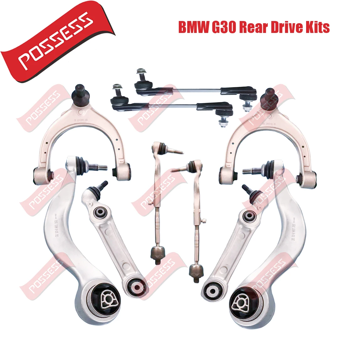 

10 Pieces Front Axle Suspension Control Arm Stabilizer Link Tie Rod End Kits For BMW 5 Series G30 G31 G38 2WD RWD 2017-/
