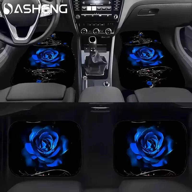 

4 General Rose Printed Car Floor MATS, Non-slip Front and Rear Seat Floor MATS, Anti-dirt and Dust Car Floor Protection Mats