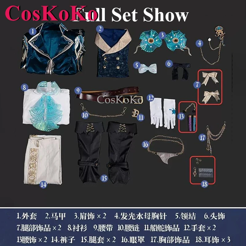 CosKoKo Frederick Kreiburg/Composer Cosplay Game Identity V Costume Fashion Uniform Full Set Halloween Party Role Play Clothing