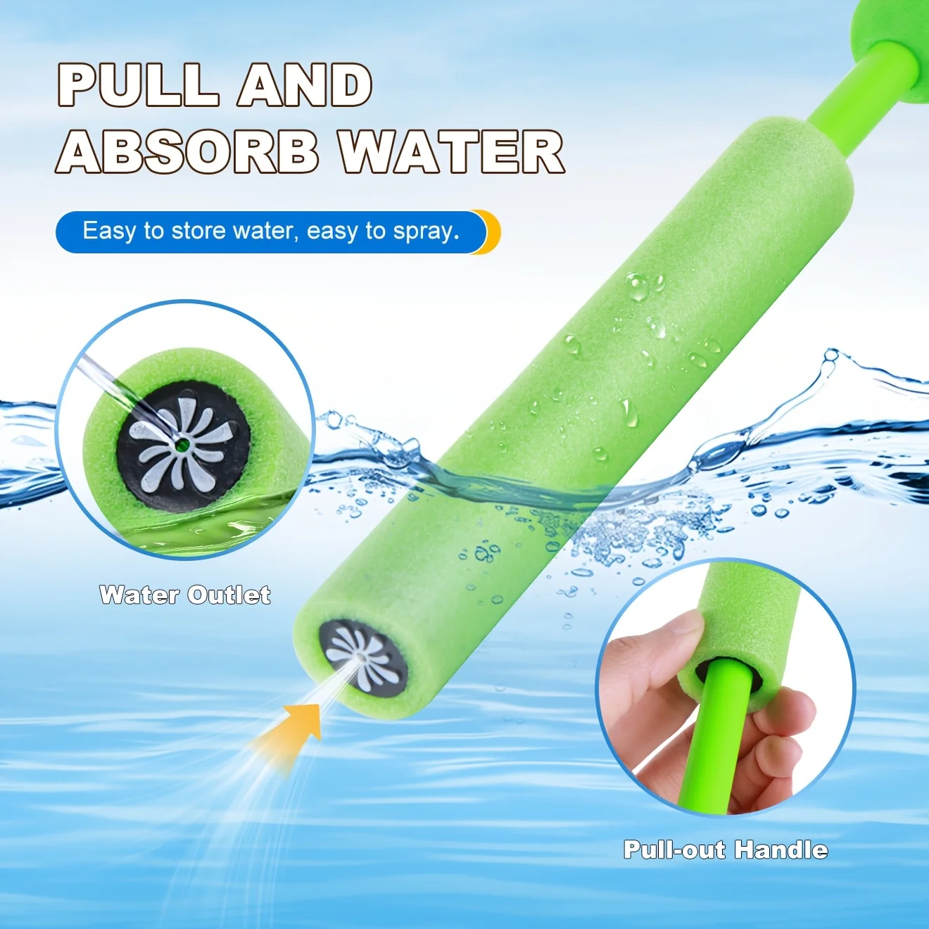 6-Pack Colorful Pull-Out Water Sprayers, Long-Range Leakproof,Kids & Adults, Summer Pool Beach Party, Interactive Outdoor Play