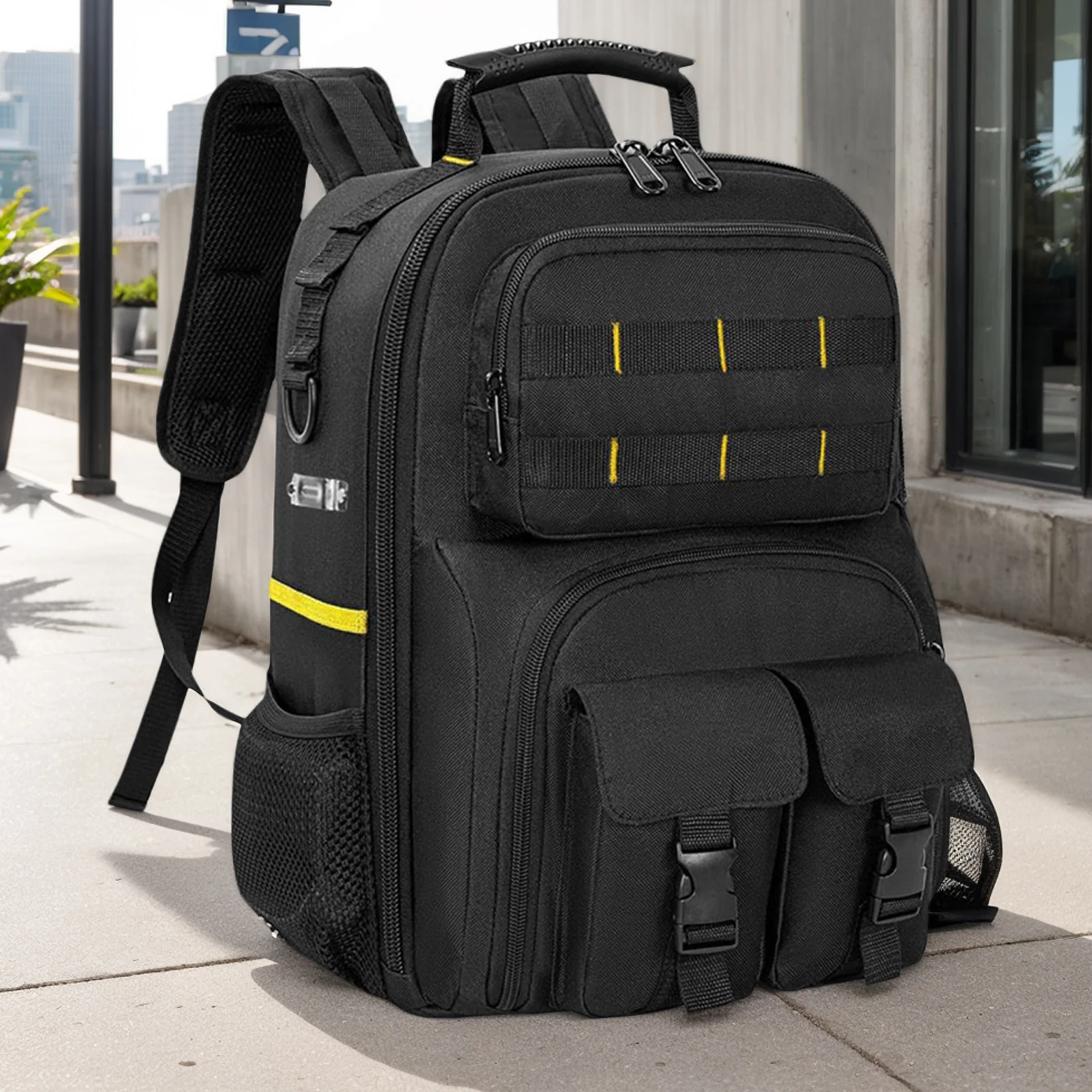 

Heavy-Duty Electrician Backpack Large Capacity Thicken Tool Backpack Hardware Tool Storage Bag Removable Tool Organizer