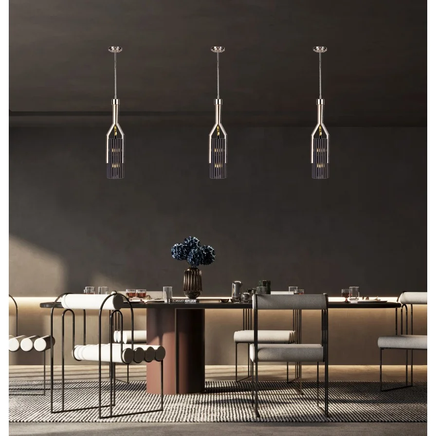 Modern contemporary minimalist design popular electroplated black brass round tube chandelier