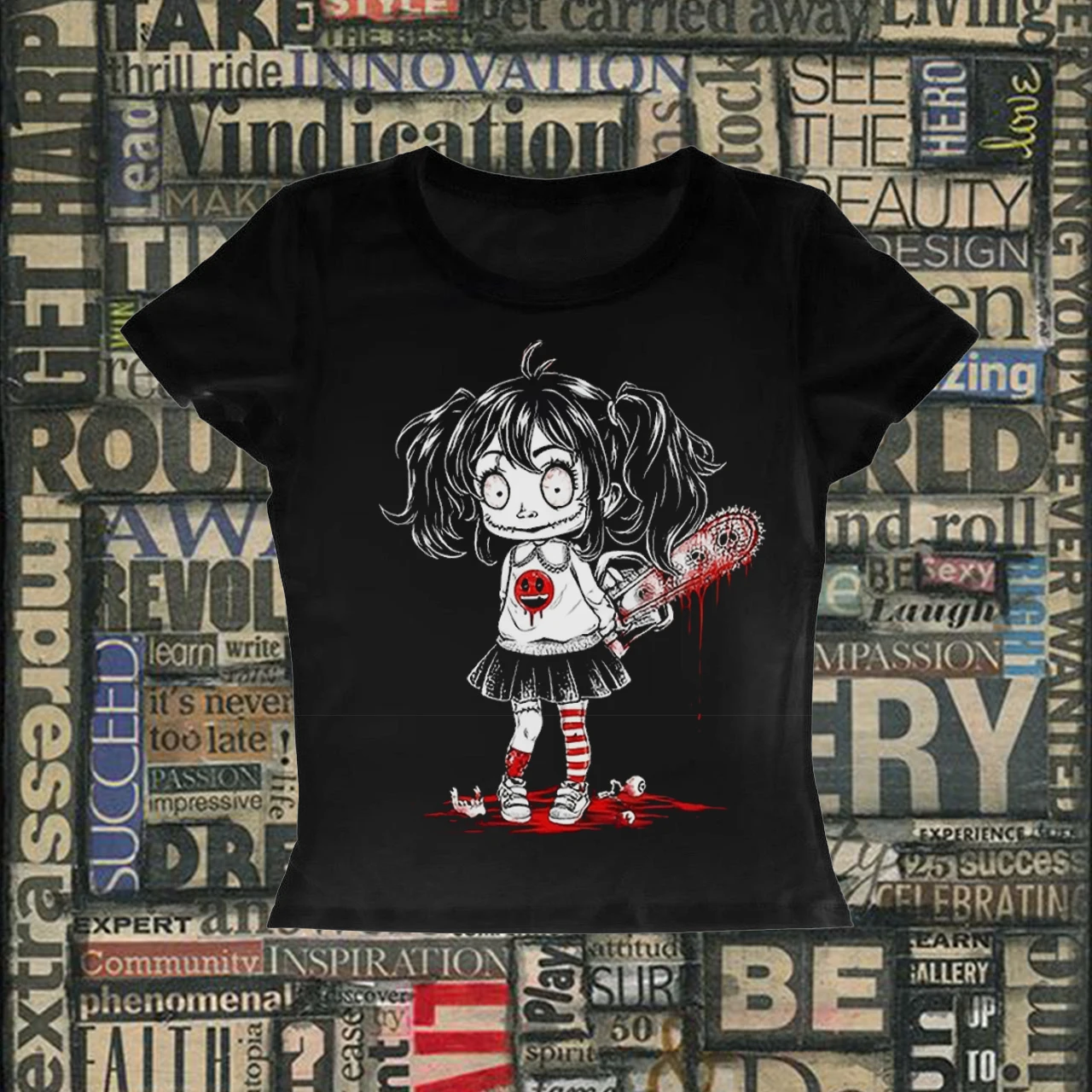 

Aesthetic T-shirt Women Garbage girl Print Graphic vest Y2K Style Clothes Crop Top Sexy Vintage Baby Tees Cool girl 2000s Tops