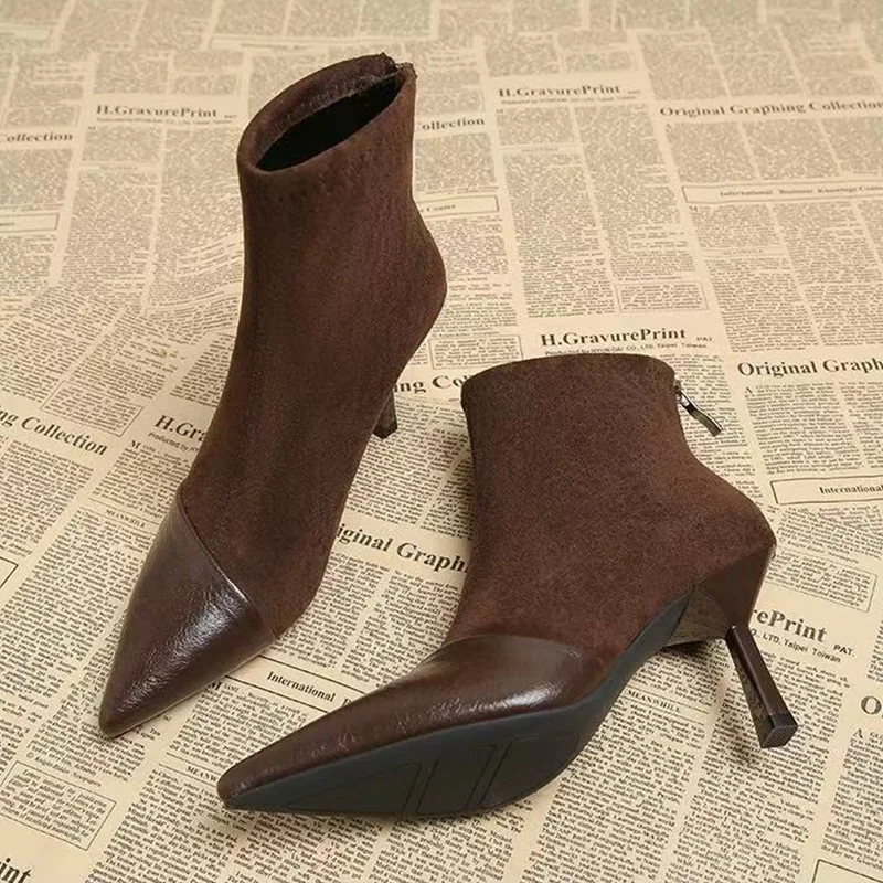 

Sexy Ankle Boots Women's High Heels Elegant Pointed Toe Shoes 2025 Fashion Pumps Party Winter Boots New Stilettos Mujer Botas