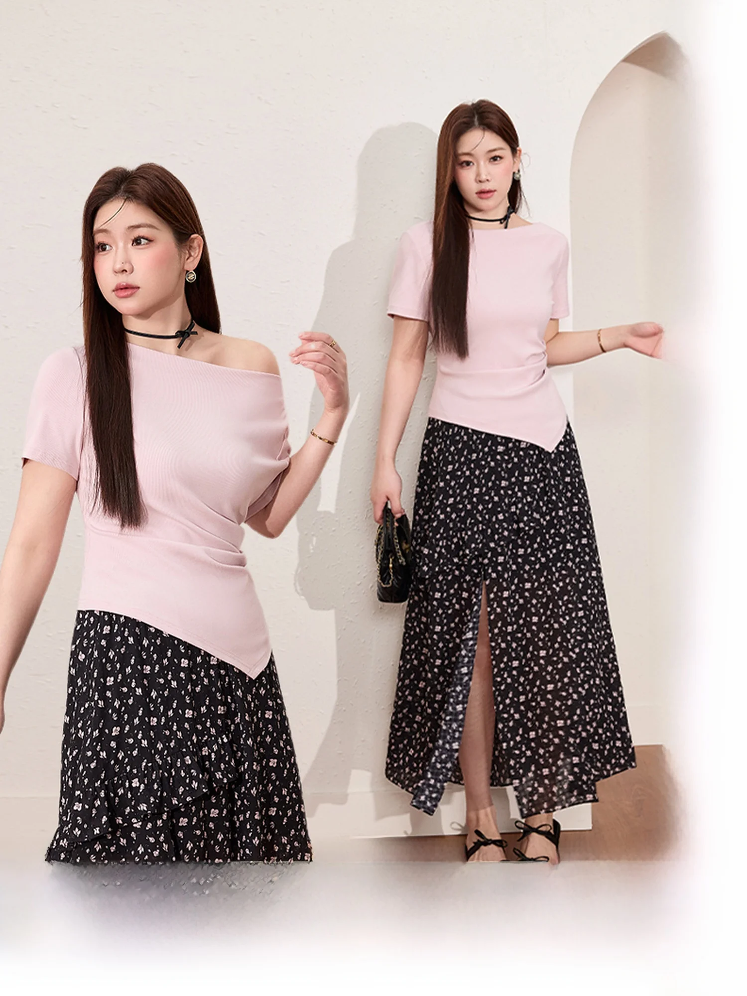 

Van Gogh Collaborative Large Size Women's Faionable ort Sve T-irt And Floral f Skirt Summer Beautiful Set