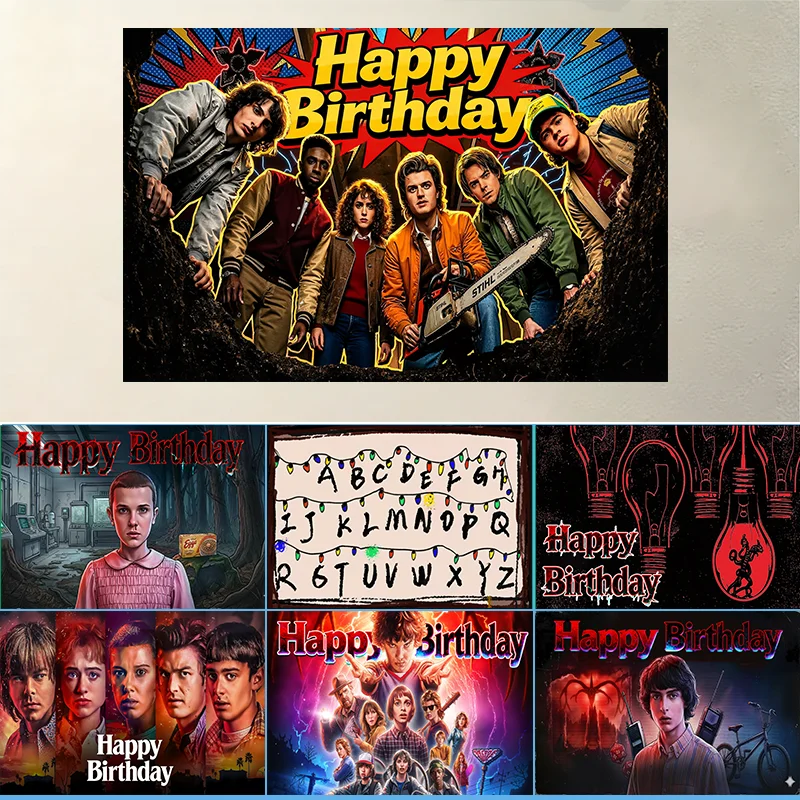 Dewprint American New HD Stranger Things TV Hintergrund Alphabet Lichter Episoden-Serie Banner Party Deko Foto-Requisite Fan Geschenk