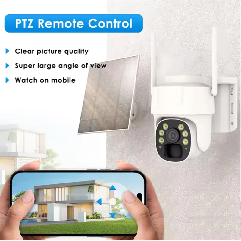 Saikiot-Câmera de Segurança CCTV Externa, Câmera Painel Solar, Detecção PIR, Visão Noturna Colorida, WiFi, 4G Sim, V380 Pro