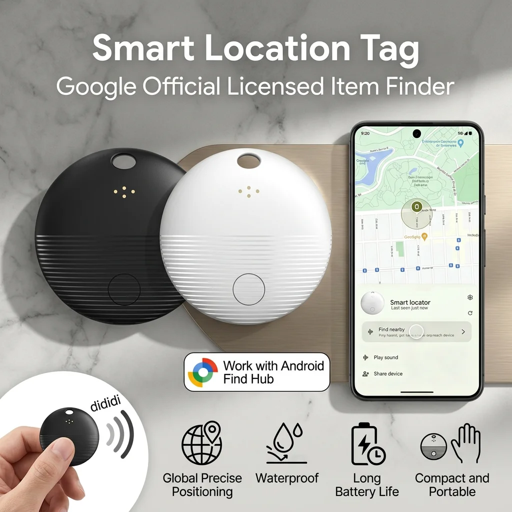1/2/4PCS Google Find My Supported Android GPS Tracker,Works with Google Find Hub Device,Anti-Lost Locator for Key Bag Wallet Car
