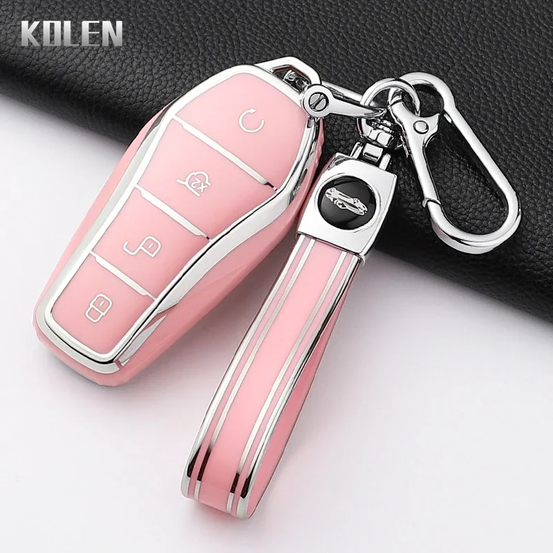 Para BYD Song Plus Atto 3 Han EV Tang DM Qin Seal Dolphin moda TPU funda para llave de coche llavero protegido Accesorios