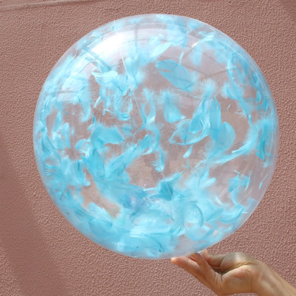 

40Cm Inflatable Beach Ball Blue Transparent Round for Outdoor Indoor Water Playing Kids Catching Throwing Skill Development