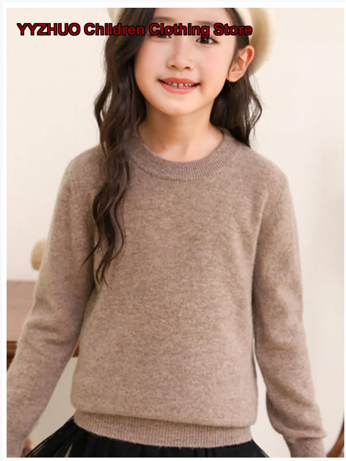 Kids Solid Color Sweater Boys Low Round Neck Thin Girls Knit Cashmere Base Layer Top Toddler Older Kids
