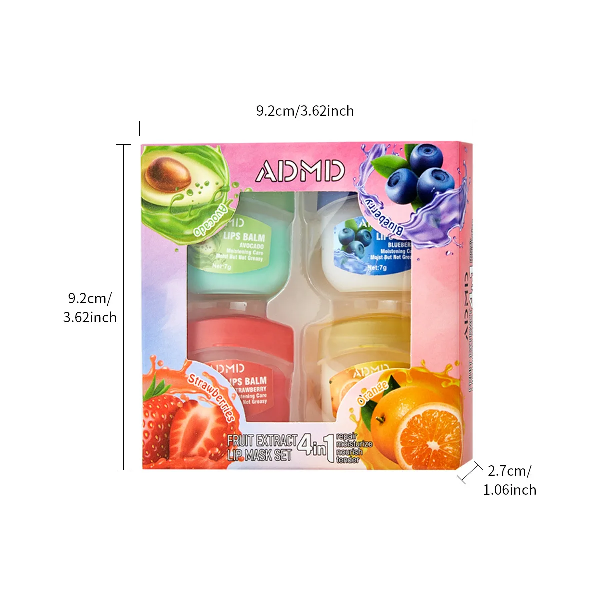 4 unids/caja de juegos de bálsamo labial de frutas, lápiz labial hidratante, maquillaje de planta Natural, cuidado de labios antigrietas, bálsamo labial de gelatina de petróleo