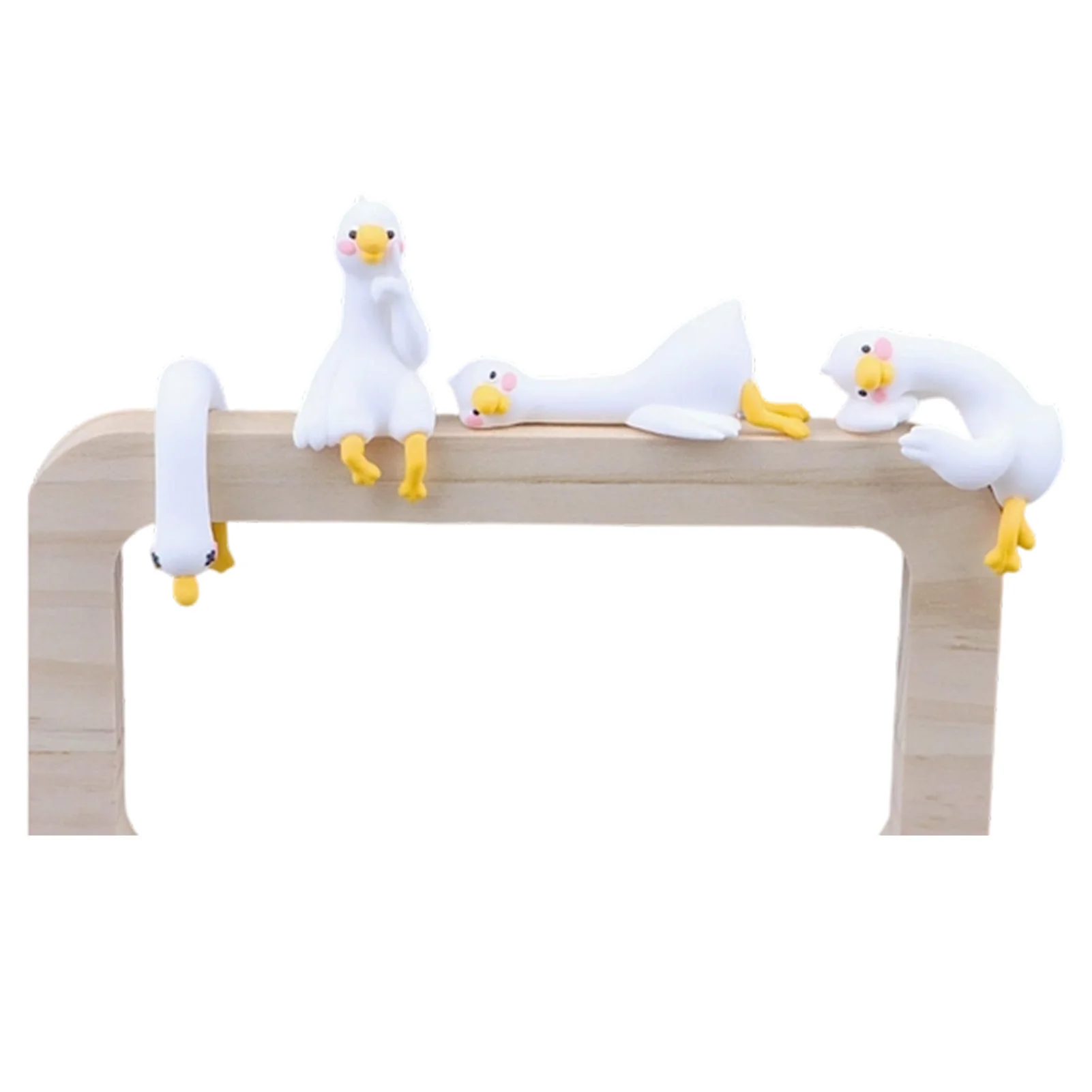 4pcs Mini Resin Goose Figurine Funny Computer Decor Lazy Ducks Desk Accessories Personalize Work Area Effortlessly