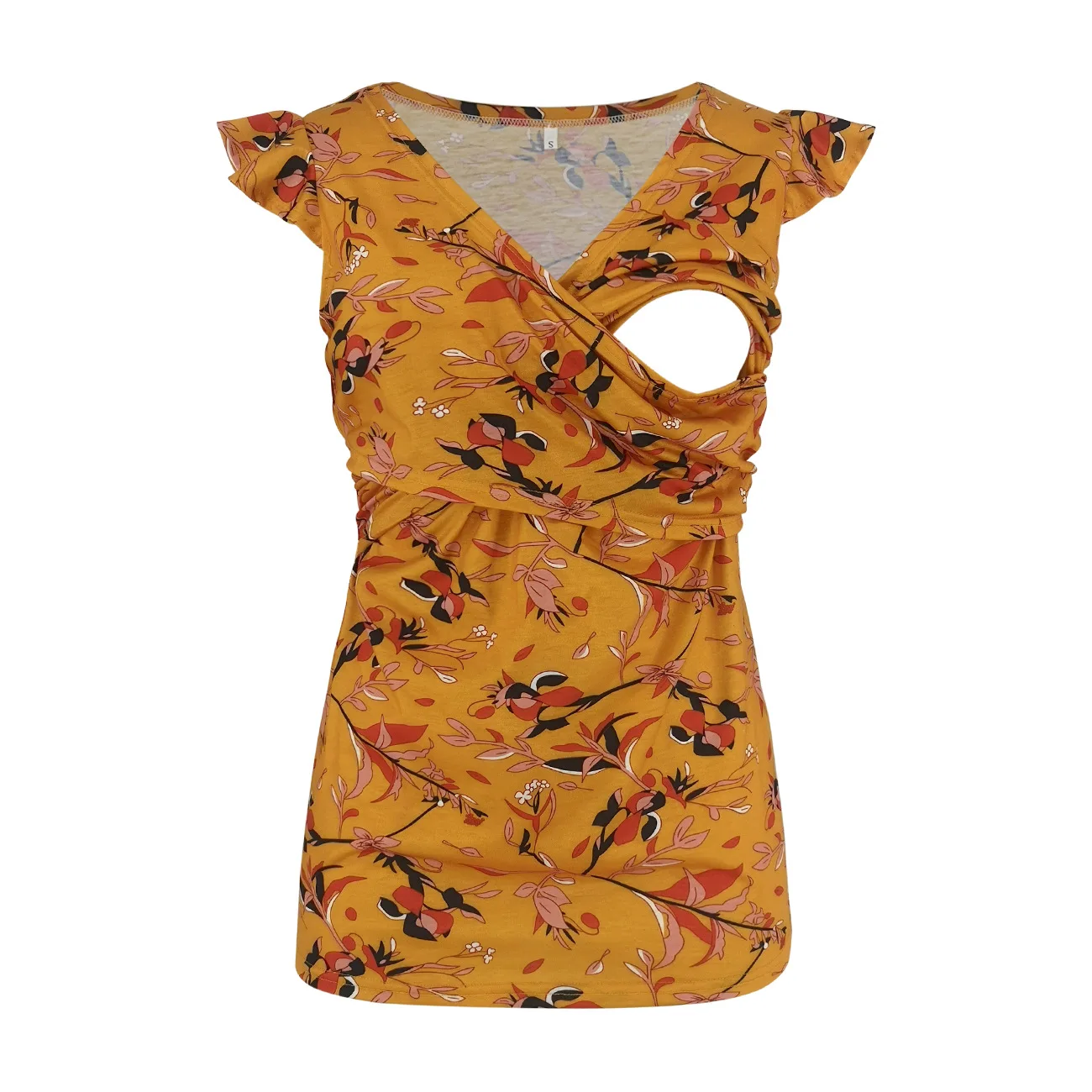 Women's Maternity Nursing Shirts Sleeveless V-Neck Tie Front Wrap Tank Top Labor Delivery For Breastfeeding Pregnancy