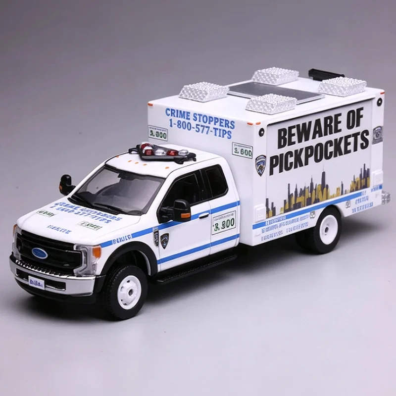 

596 1/64 Scale F550 Super Duty Alloy Mobile Publicity Police Vehicle Model Simulation Toy desktop Collection Gift Static Display