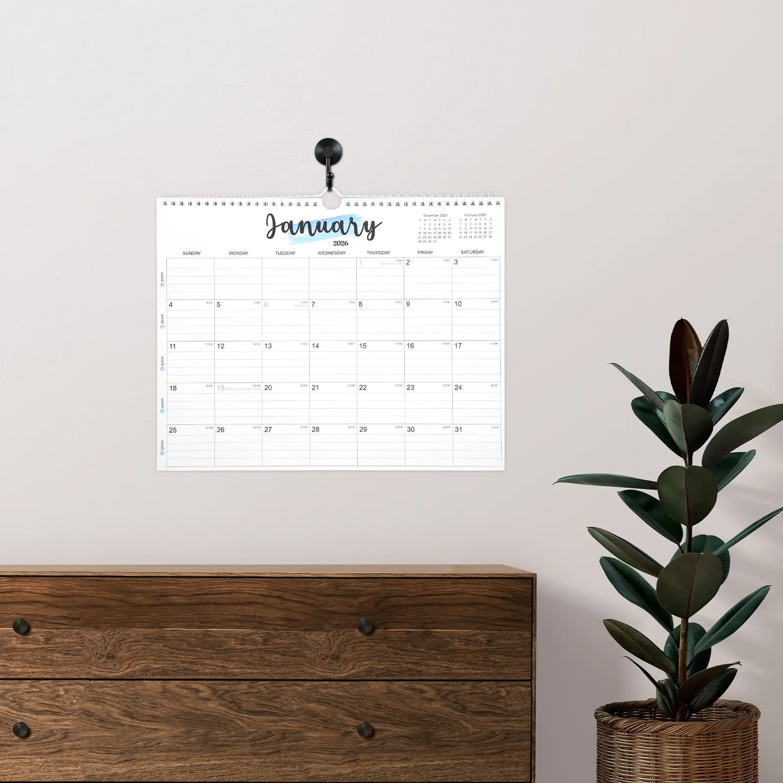 

2026 Hanging Calendar Monthly Planner Jan 2026-Jul 2027 Spiral Binding Large Wall Calendar Holidays Dates Twin Wire Hook Home