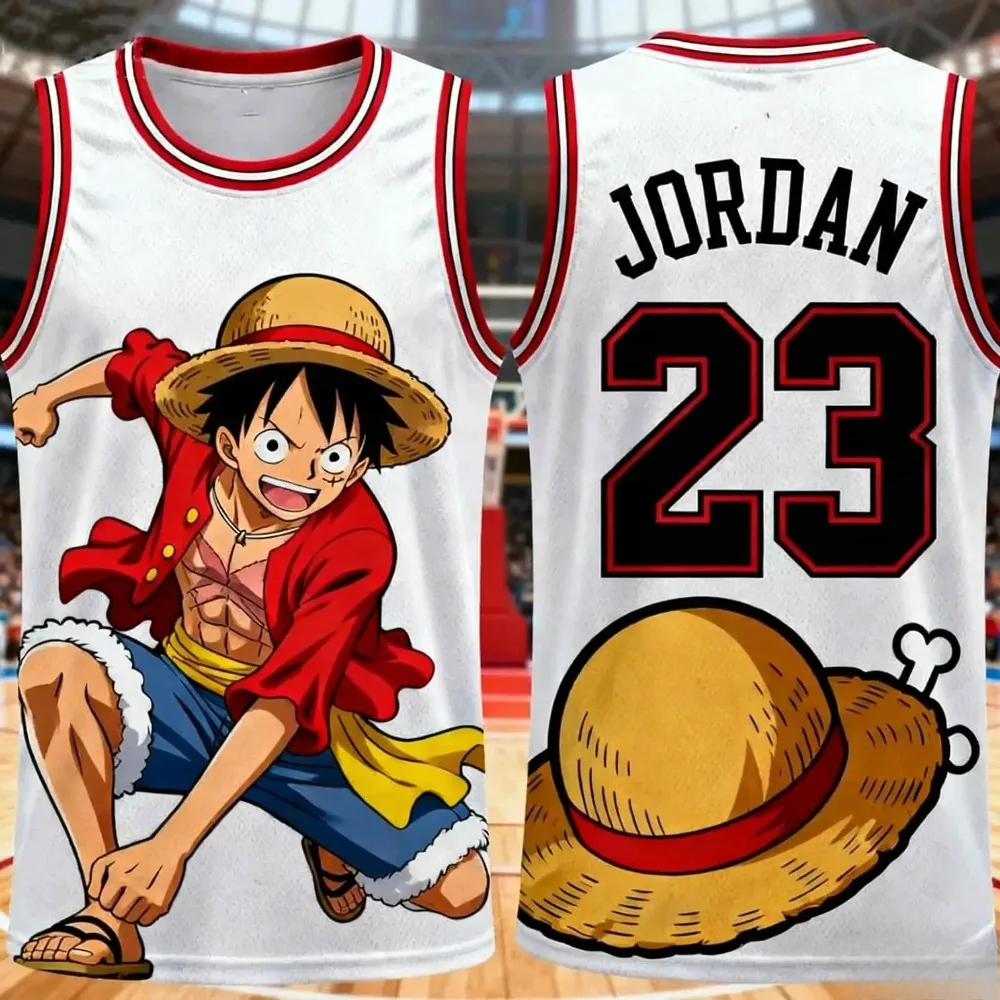 Nueva Camiseta de Baloncesto Edición Especial Bryant 2026, Chaleco Deportivo con Estampado 3D de Luffy para Hombre, Mujer y Niños