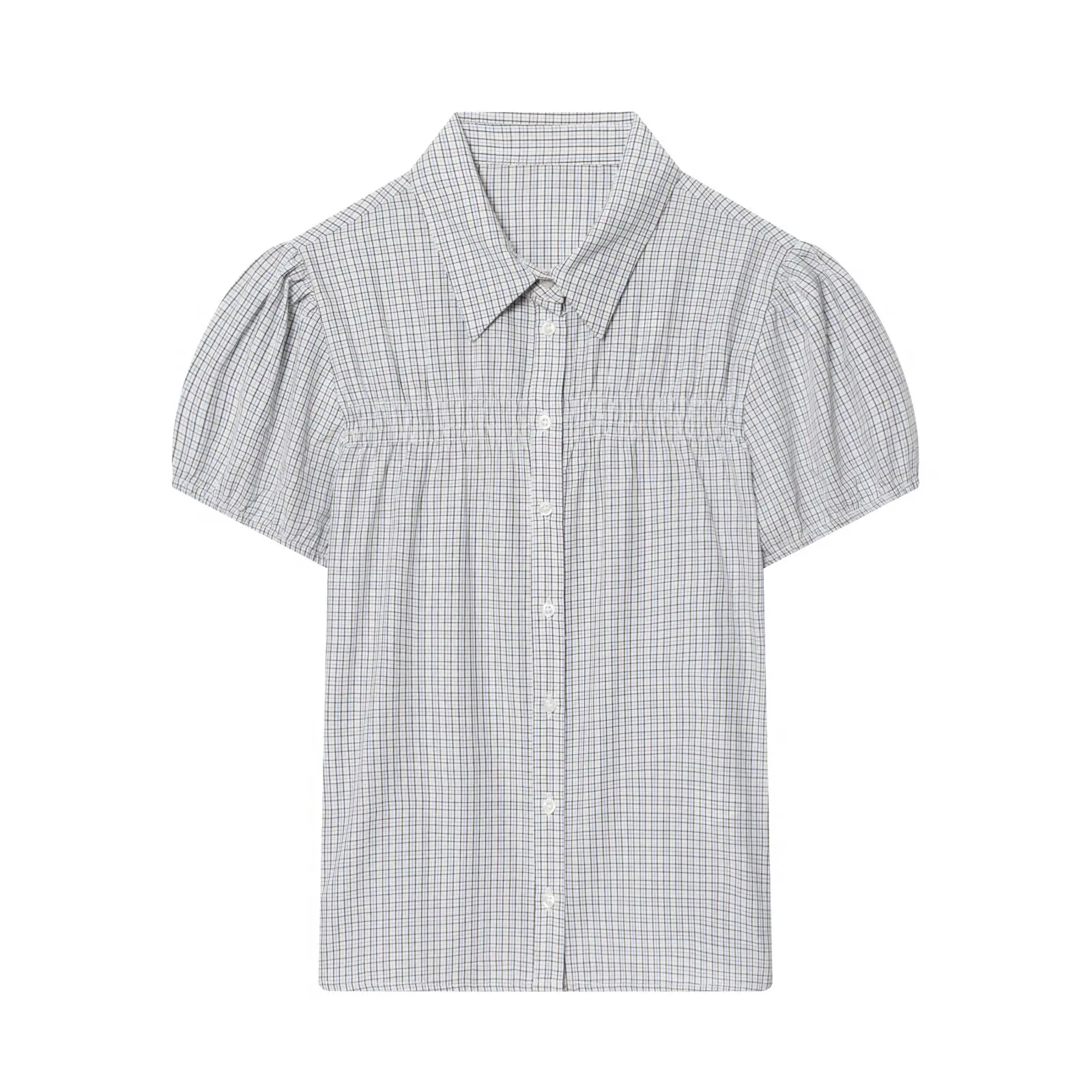 

WOMAN 2026 Summer New Fashionable Casual Plaid Elastic Poplin Shirt Retro Versatile Women's Shirt Chic Top Blouses Mujer