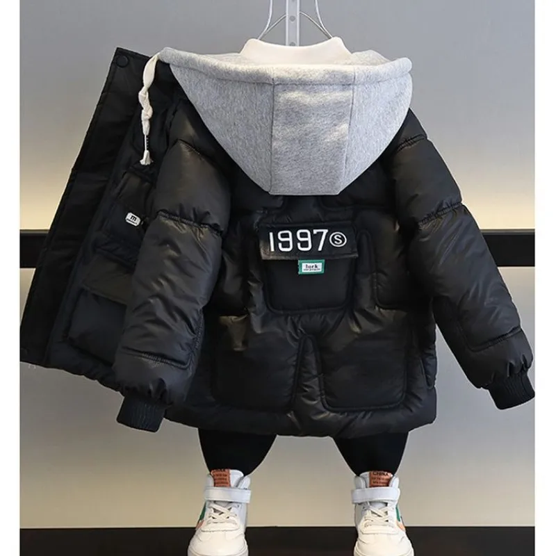 

4-12 Years Autumn Winter Boys Jacket Warm Fur Collar Fashion Baby Girls Coat Hooded Zipper Outerwear Birthday Gift Kids Clothes