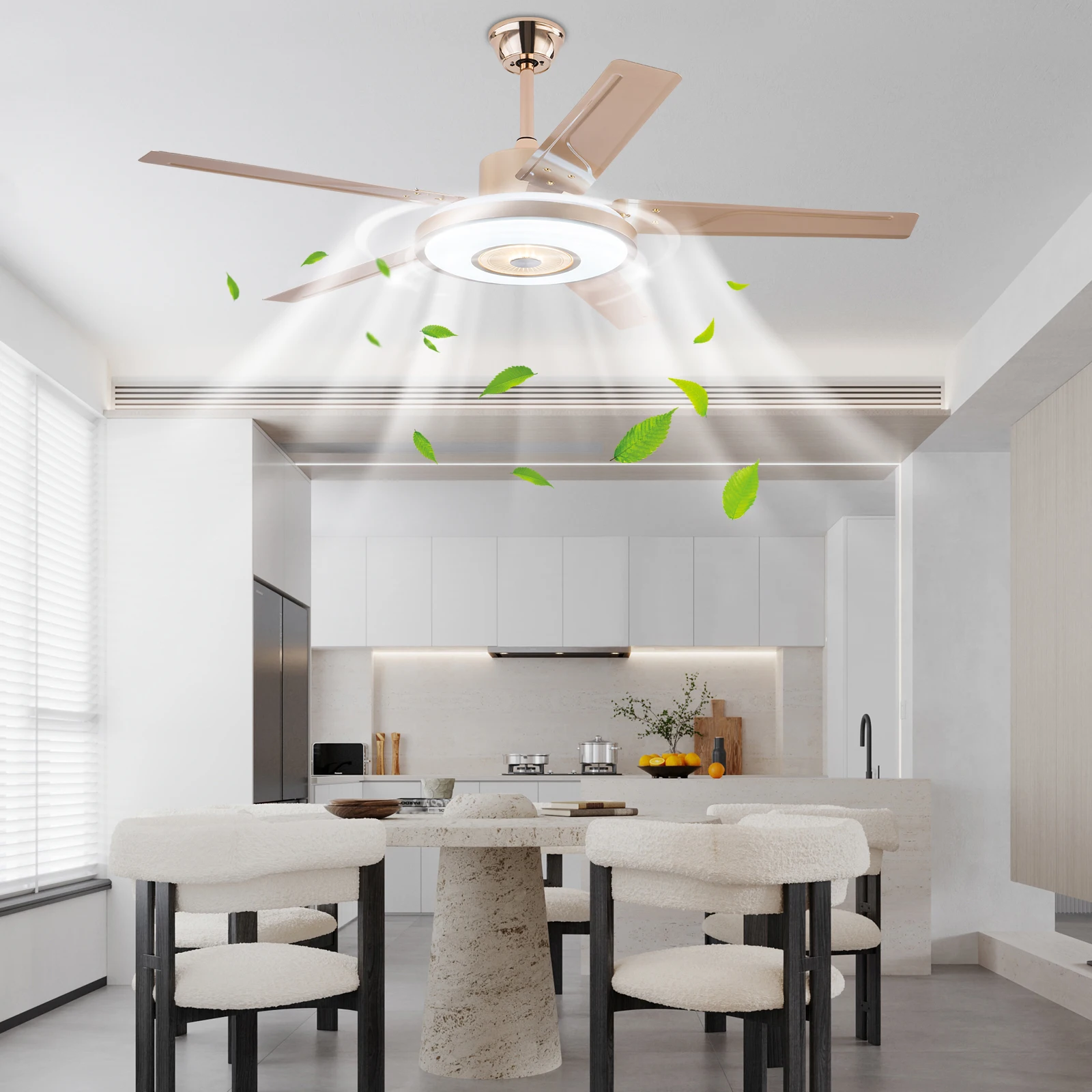 

Трехцветный потолочный вентилятор с дистанционным управлением, потолочный вентилятор со светодиодной подсветкой для спальни, гостиной, кабинета, коридора, подвесного светильника