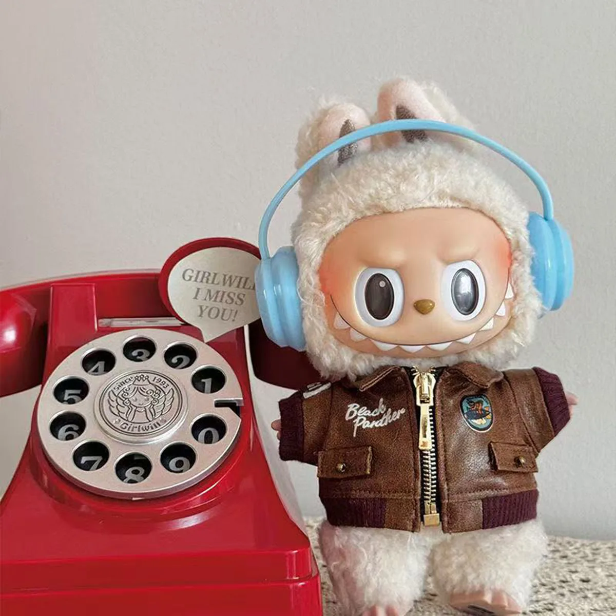 【Clothes Only】Doll Clothes Trendy Outfit Accessories for labubu Brown Retro Flying Jacket Fashion Clothes Set Gift